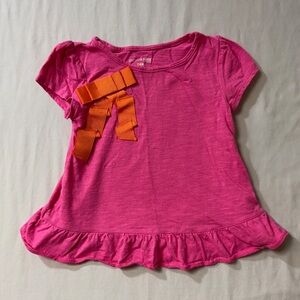 Ruffle Shirt Baby Girl’s 24 Months Pink Orange Ribbon Bow Ruffle Summer Top Cute